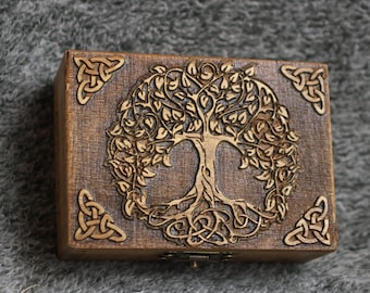 Celtic tree themed mini wooden jevelery box/casket