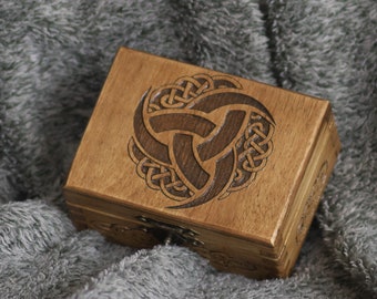 Celtic Triskel themed mini wooden jevelery box/casket