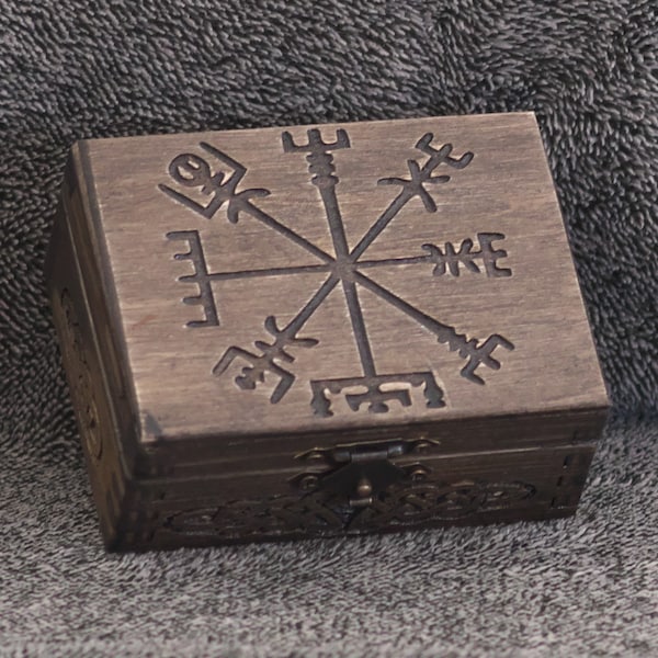 Vikings themed - Vegvisir mini wooden jevelery box/casket