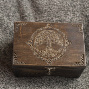 Secret Compartment Celtic Tree of Life themed jevelery box/casket with hidden section