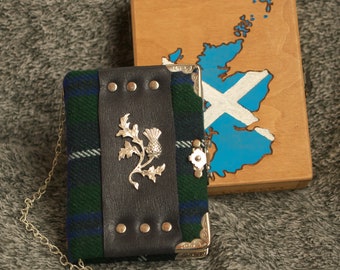 Thistle of Scotland  series Handmade woolen craft paper notebook  in wooden box
