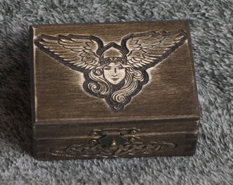 Vikings - Valkyrie themed mini wooden jevelery box/casket