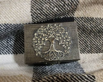 Celtic tree themed mini wooden jevelery box/casket