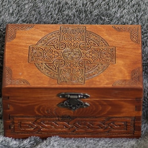 Celtic Cross themed wooden jevelery box/casket