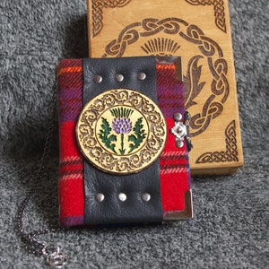 Série Thistle of Scotland Carnet de notes en laine fait main dans une boîte en bois