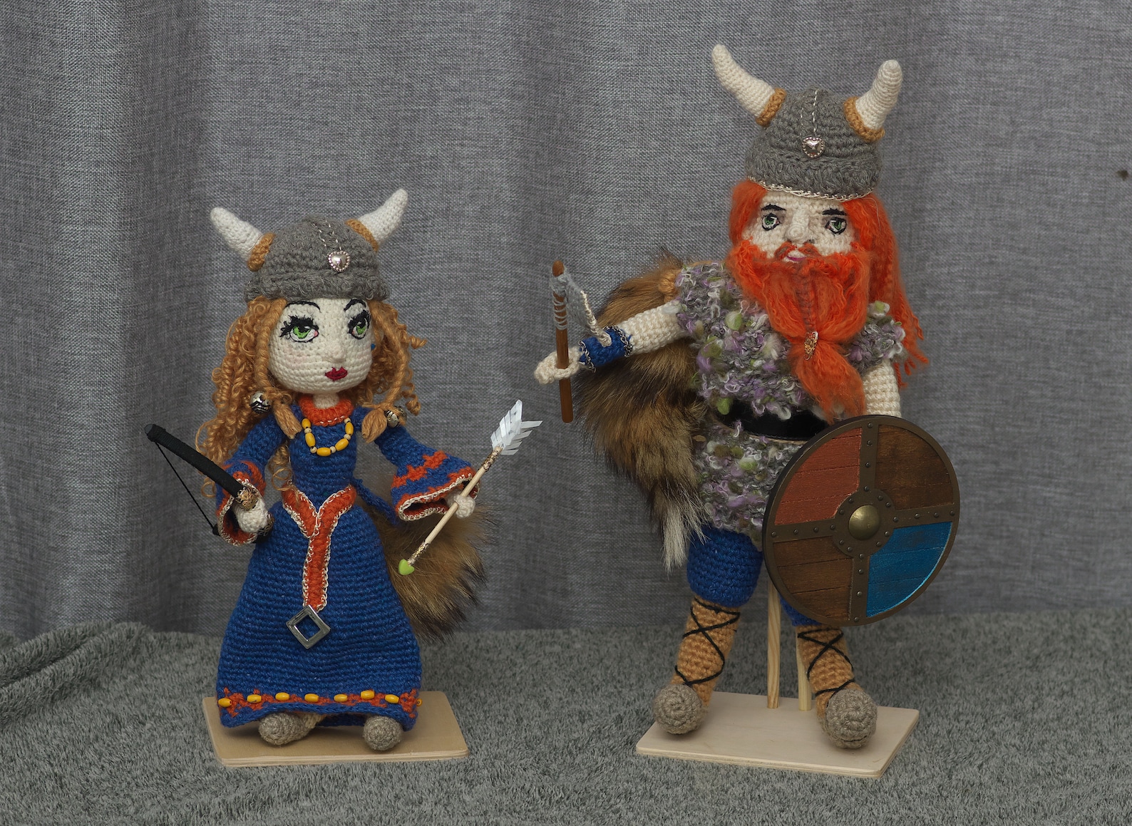 Handmade knitted interior viking doll free UPS shipping Etsy