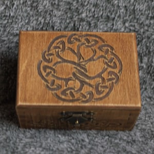 Celtic tree themed mini wooden jevelery box/casket