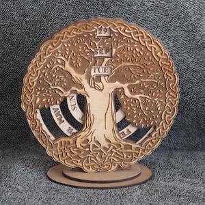 Celtic tree wooden perpetual calendar - any language - personalizable