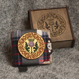 Série Thistle of Scotland Cahier à carreaux en laine fait main dans une boîte en bois