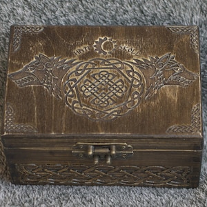 Viking wolves -Hati and Skoll themed jevelery box/casket with hidden section
