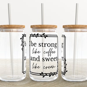 COFFEE and CREAM boho style | 16 oz Libbey Glass Can Tumbler Sublimation Design - Coffee Beer Wrap Template - Design Digital Download PNG