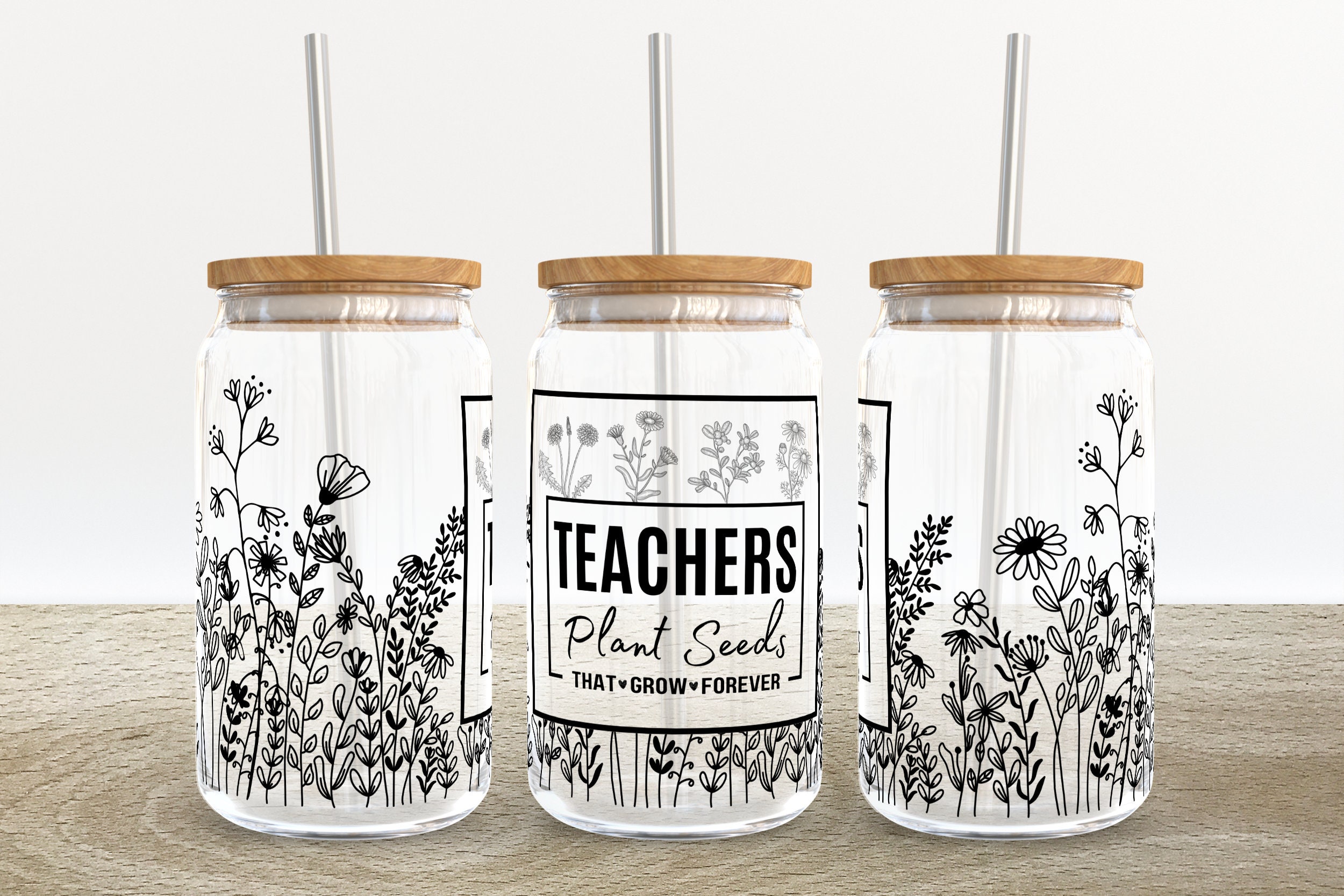 Teacher Plant Seeds That Grow Forever Frosted 16 oz Libbey Glass