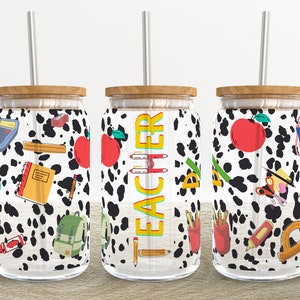 TEACHER Gift | 16 oz Libbey Glass Can Tumbler Sublimation Design - Coffee Beer Glass Wrap Template - Design Digital Download PNG