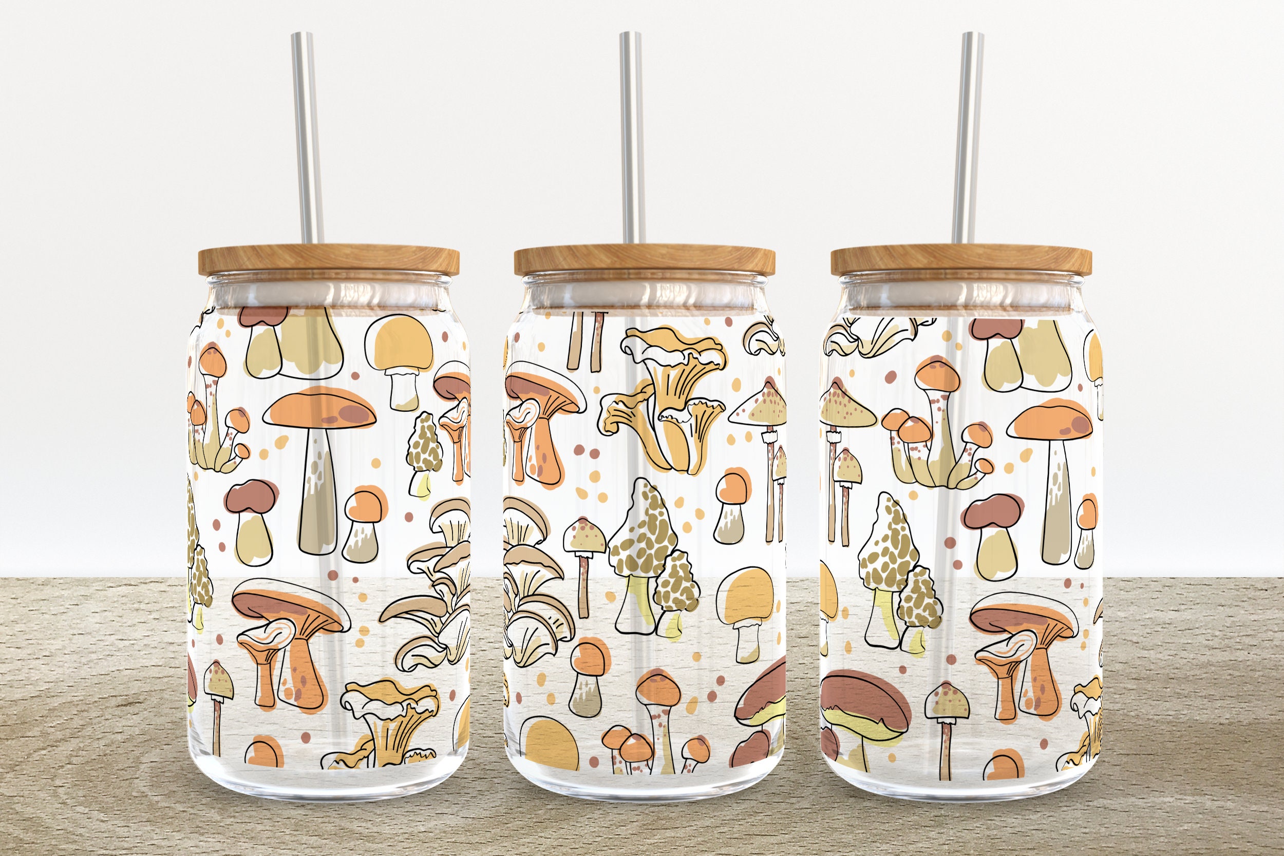 Mushroom Cups 16oz Beer Can Glass Mason Jar with Lid and Straw and Cleaning  Brush Iced Coffee Cup Tu…See more Mushroom Cups 16oz Beer Can Glass Mason