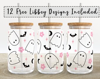 Cute Ghost SVG Libbey Can Glass SVG Halloween Ghost SVG Glass Can Wrap ...