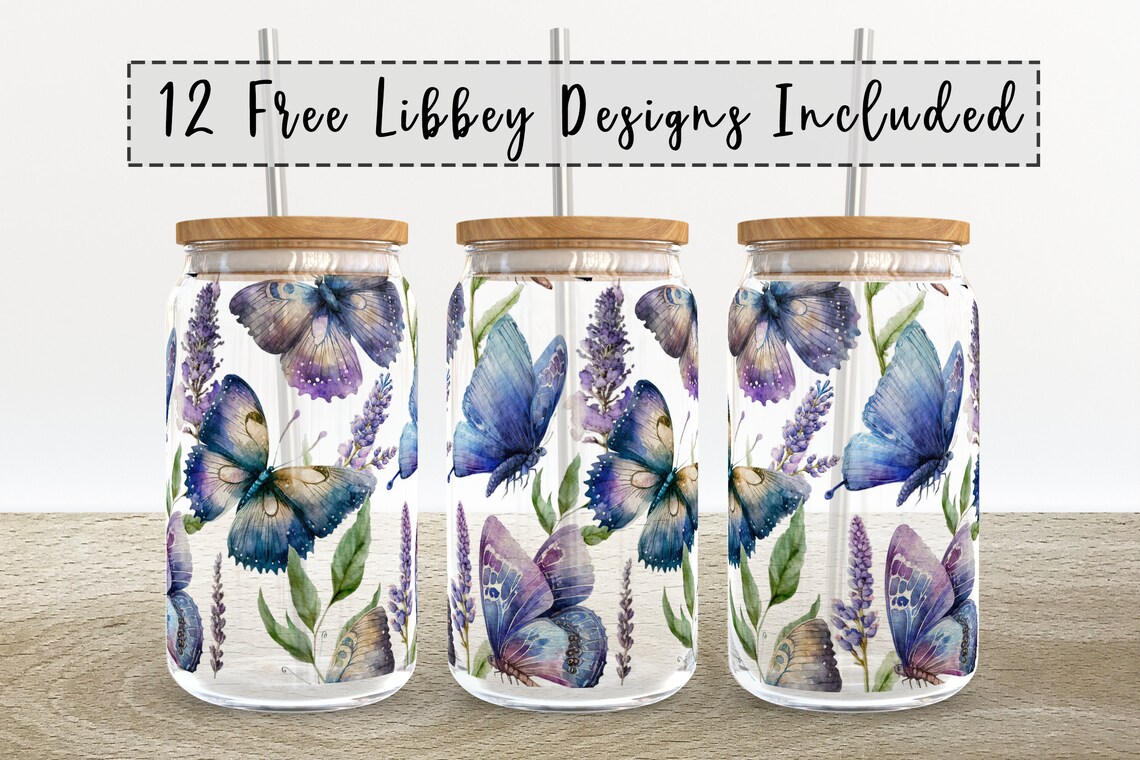 Boho Butterfly | 16 Oz Libbey Glass Can Tumbler Sublimation Design ...