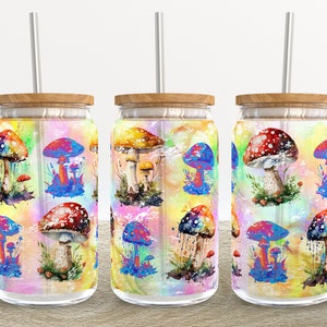 Fliegenpilz Pilz | 16 oz Libbey Glas Dose Becher Sublimation Design - Kaffee Bier Glas Wrap Vorlage - Design Digital Download PNG