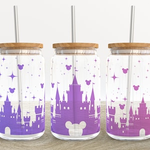 Winter Castle Cartoon TV Mouse | 16 oz Libbey Glass Can Tumbler Sublimation - Coffee Glass Wrap Template - Design Digital Download PNG