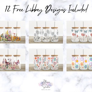 Rosa Elefantenbaby | 16 oz Libbey Glas Dose Becher Sublimation Design - Kaffee Bier Glas Wrap Vorlage - Design Digital Download PNG