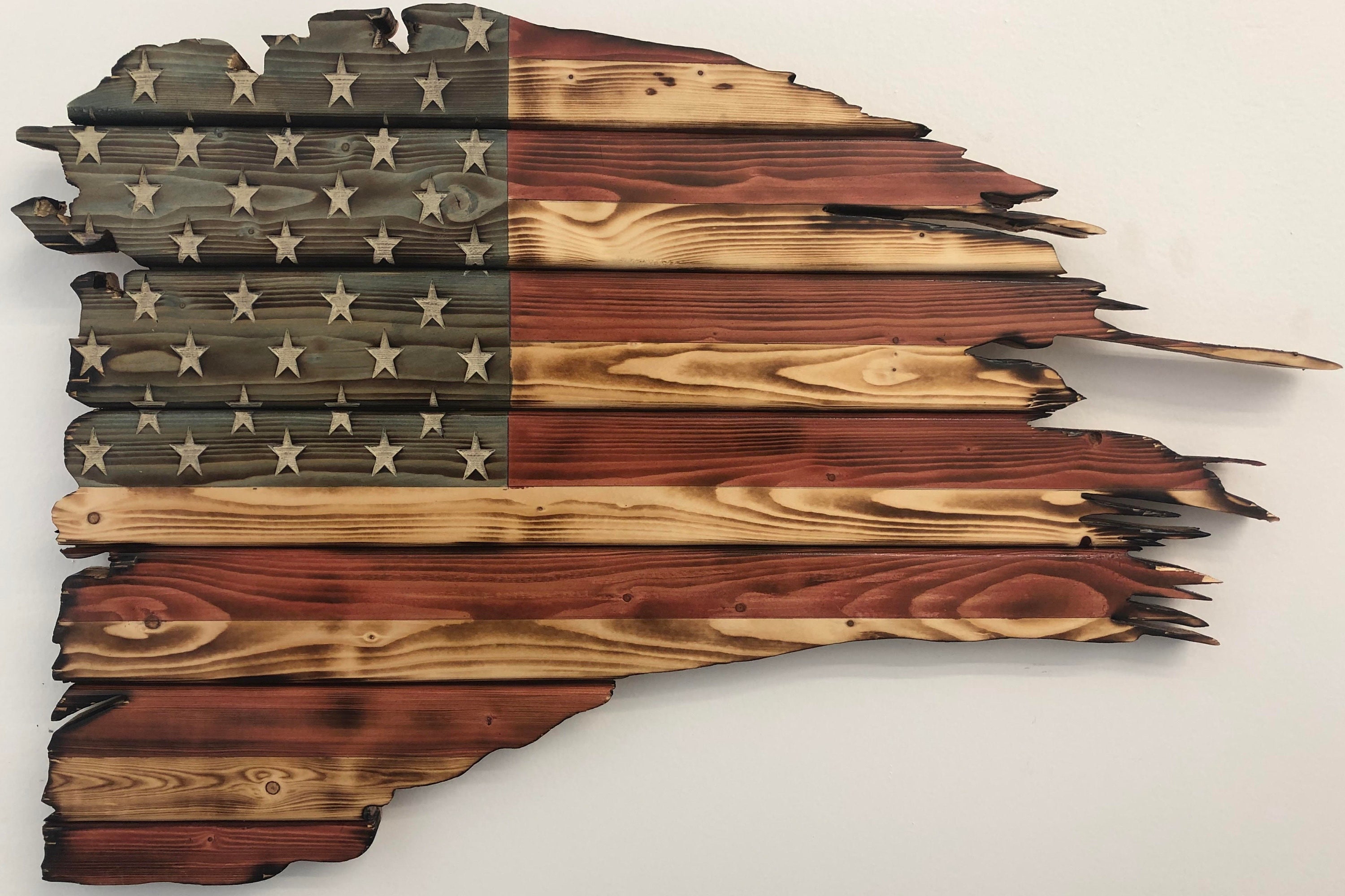 Tattered Flag Rustic Wooden Flag Wood American Flag Rustic Etsy Australia