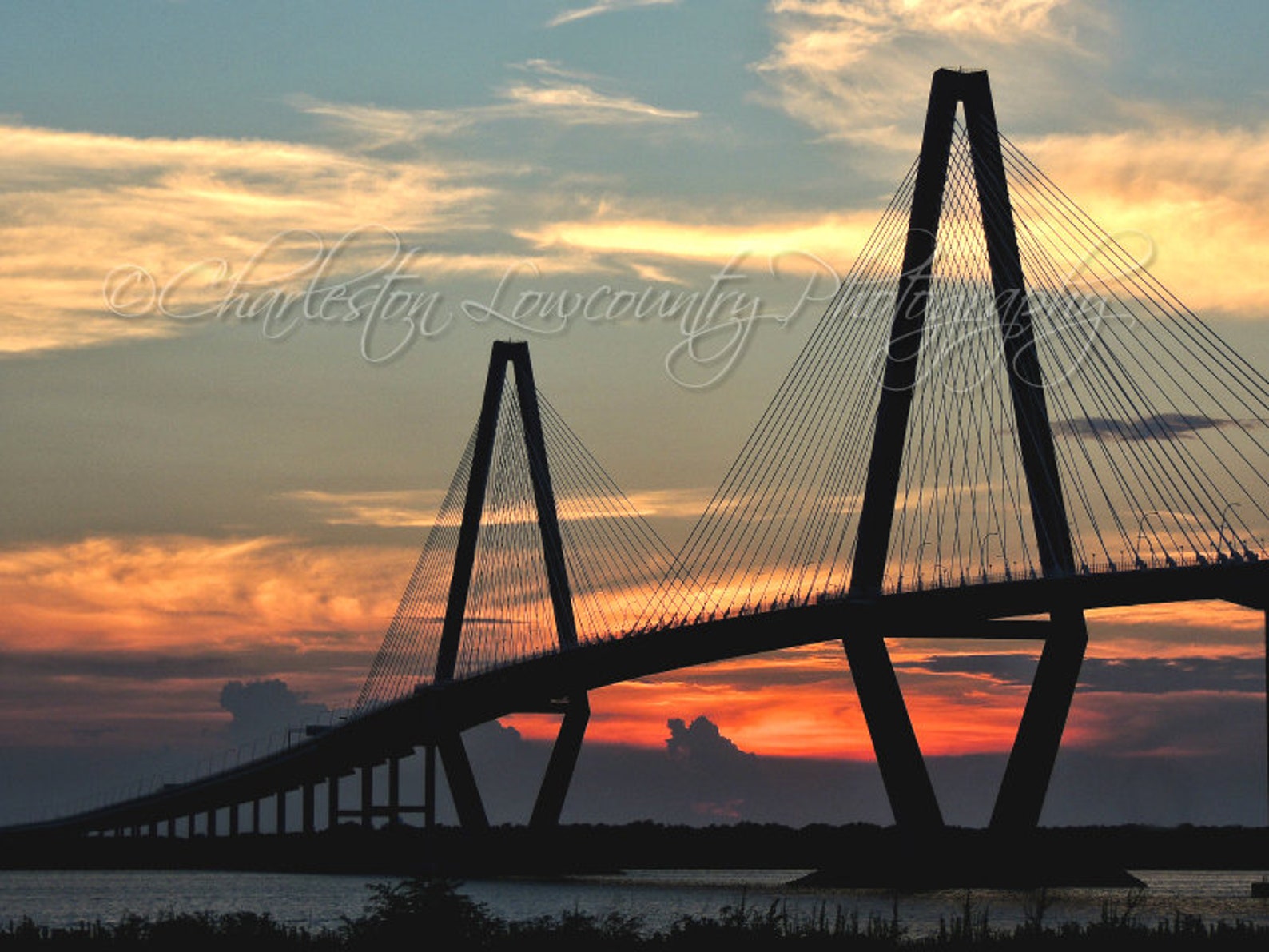 Ravenel Bridge Sunset Charleston, South Carolina PRINT landscape/horizontal, Multiple Sizes Etsy