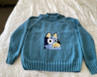 Unisex kid's Bluey jumper / sweater with crew or ribbed/rolled neck.  Various colours available.