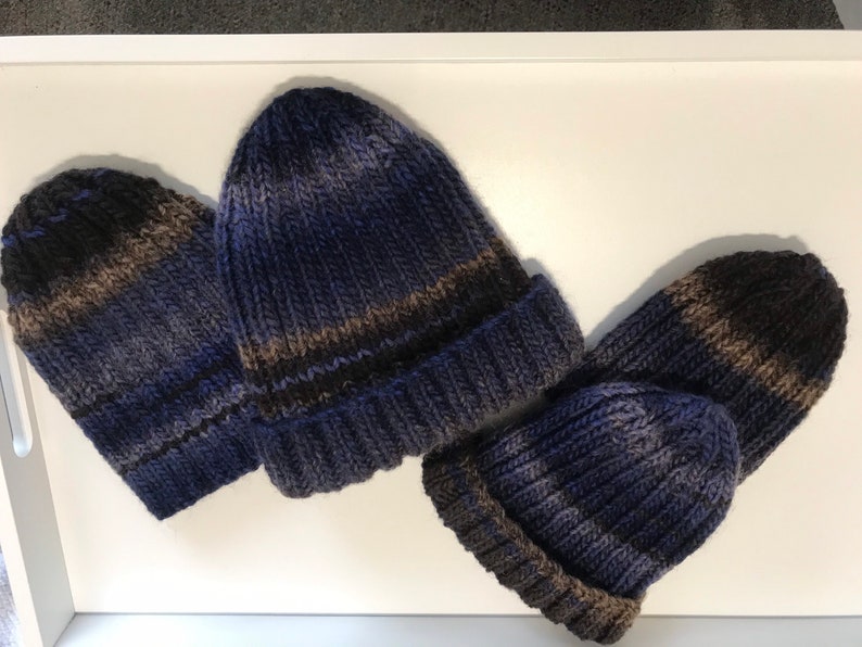 Unisex double ribbed, adult and kid's beanie variegated colours. Bild 2