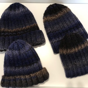 Unisex double ribbed, adult and kid's beanie variegated colours. Bild 1