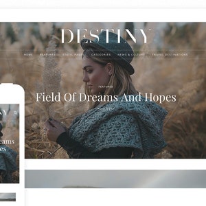 Blogger Template Responsive Destiny Blog Design Customizable Blog Theme Clean, Minimal premade blogger theme slider drop down image 2