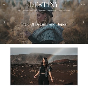 Blogger Template Responsive &quot;Destiny&quot; - Blog Design - Customizable Blog Theme - Clean, Minimal - premade blogger theme - slider - drop down