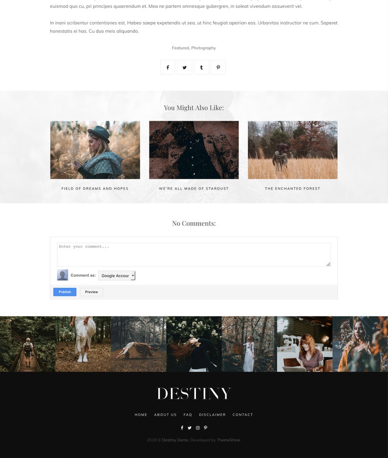 Blogger Template Responsive Destiny Blog Design Customizable Blog Theme Clean, Minimal premade blogger theme slider drop down image 7