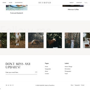 Op de afbeelding: Homepage van de website voor DIAMOND, een blog over interieurdesign, minimalisme, fotografie en reizen. De website heeft een call-to-action om je aan te melden voor de e-maillijst van de blog.