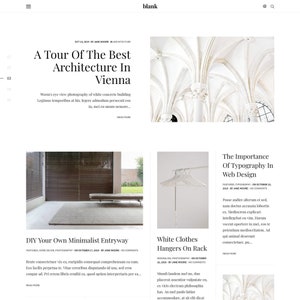 Blank Responsive Blogger Template, Minimalist Blogger theme with Sticky Sidebar, Masonry Grid Blogger 3 Column Layout image 1