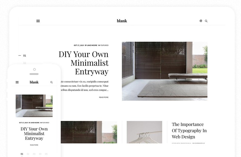 Blank Responsive Blogger Template, Minimalist Blogger theme with Sticky Sidebar, Masonry Grid Blogger 3 Column Layout image 4