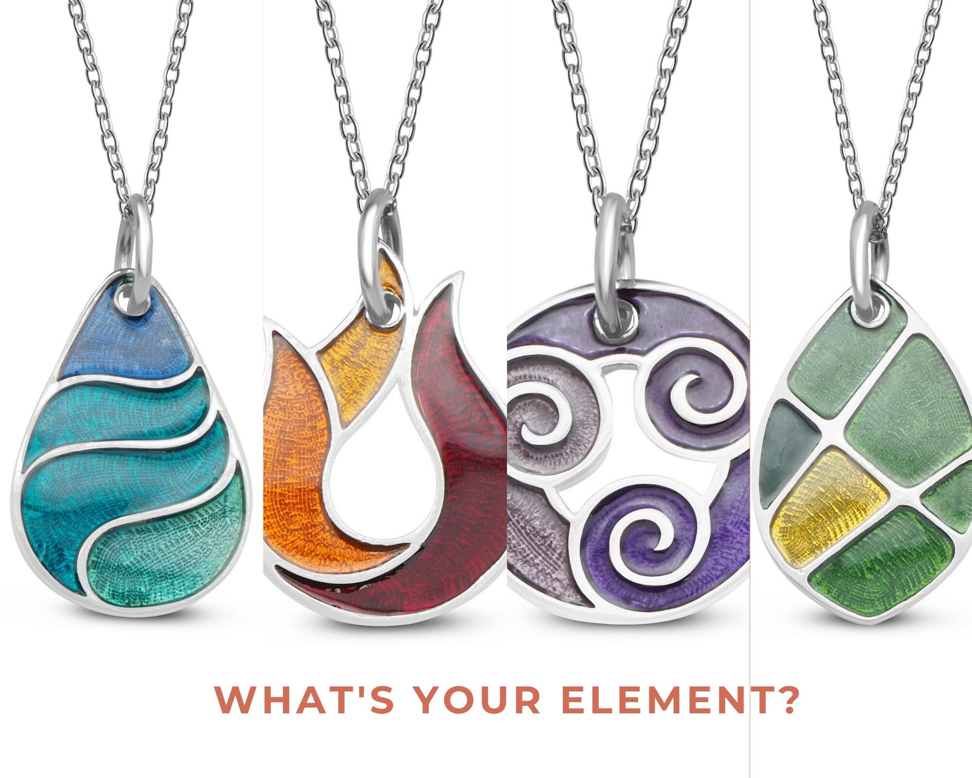 Sterling Silver Four Elements Jewelry Earth Air Water Fire Etsy