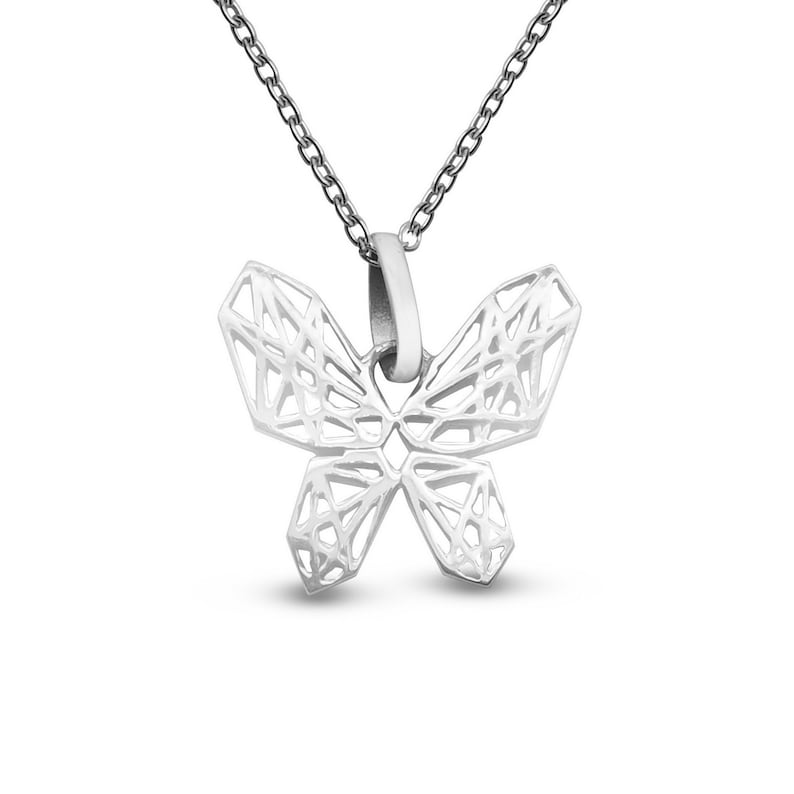 Dainty Necklace Insect Necklace Butterfly Lover Gift Geometric Butterfly Necklace in Sterling Silver Layering Necklace