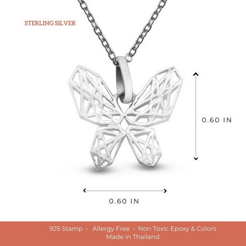 Dainty Necklace Insect Necklace Butterfly Lover Gift Geometric Butterfly Necklace in Sterling Silver Layering Necklace