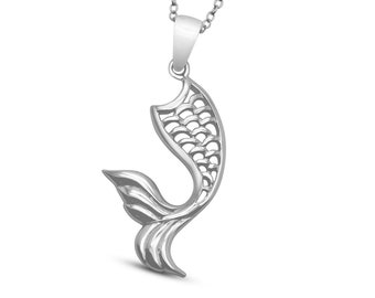 Mermaid Tail Pendant in Sterling Silver, Mermaid Jewelry, Sea Life Pendant, Mermaid Party Favors, Mermaid Lover Gift Idea