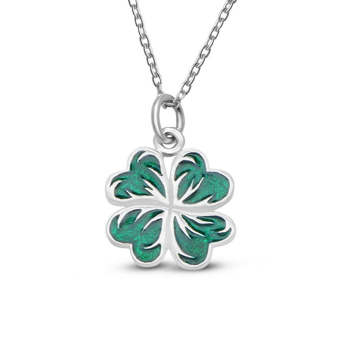 Sterling Silver Clover Necklace Four Leaf Clover Lucky Charm Etsy