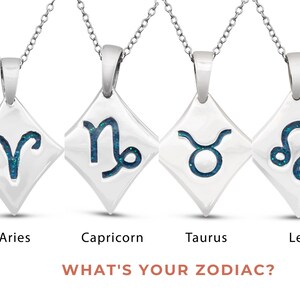 Sterling Silber Sternzeichen Halskette | Horoskop-Zeichen-Halskette | Anhänger Halskette | Sternzeichen Schmuck | Charm Halskette