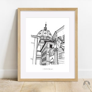Rome, Italy LINEART ILLUSTRATION PRINTS 5x7 inches and 8x10 inches | Rome, Italy Art Print | Pen Drawing Artwork | Travel Wall Art | Gift