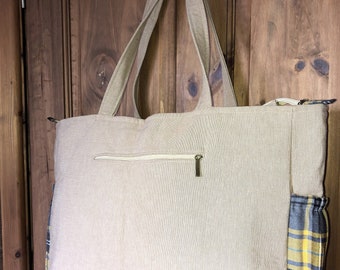 PatchCraft Tote Bag – Tartan Yellow