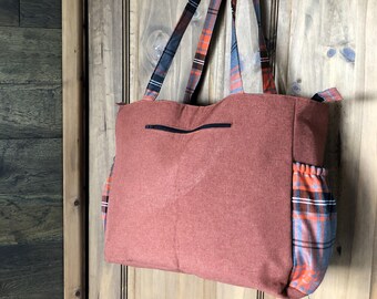 PatchCraft Tote Bag – Tartan Rust