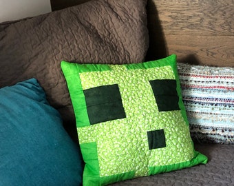 Minecraft Inspired Patchwork Mobhead Cushion Cover ~ Slime