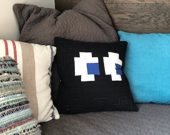 Retro Gaming Inspired Quilted Patchwork Cushion Cover ~ Eyes