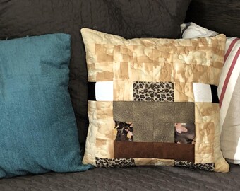 Minecraft Inspired Patchwork Mobhead Cushion Cover ~ Cold Pig