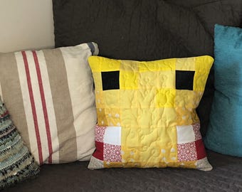 Minecraft Inspired Patchwork Mobhead Cushion Cover ~ Angry Bee