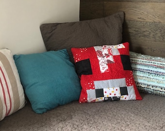 Minecraft Inspired Patchwork Mobhead Cushion Cover ~ Mooshroom