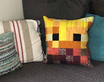 Minecraft Inspired Patchwork Mobhead Cushion Cover ~ Blaze