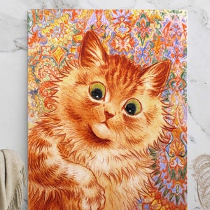 Louis Wain Cat canvas print Poster Trippy Kitty Red psychedelic cat Cute cat Famous Art Print famous English painter gift cat lover art
